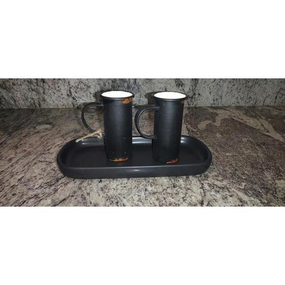 Vintage Set of 2 Kittachi Mugs and Ceramic Tray